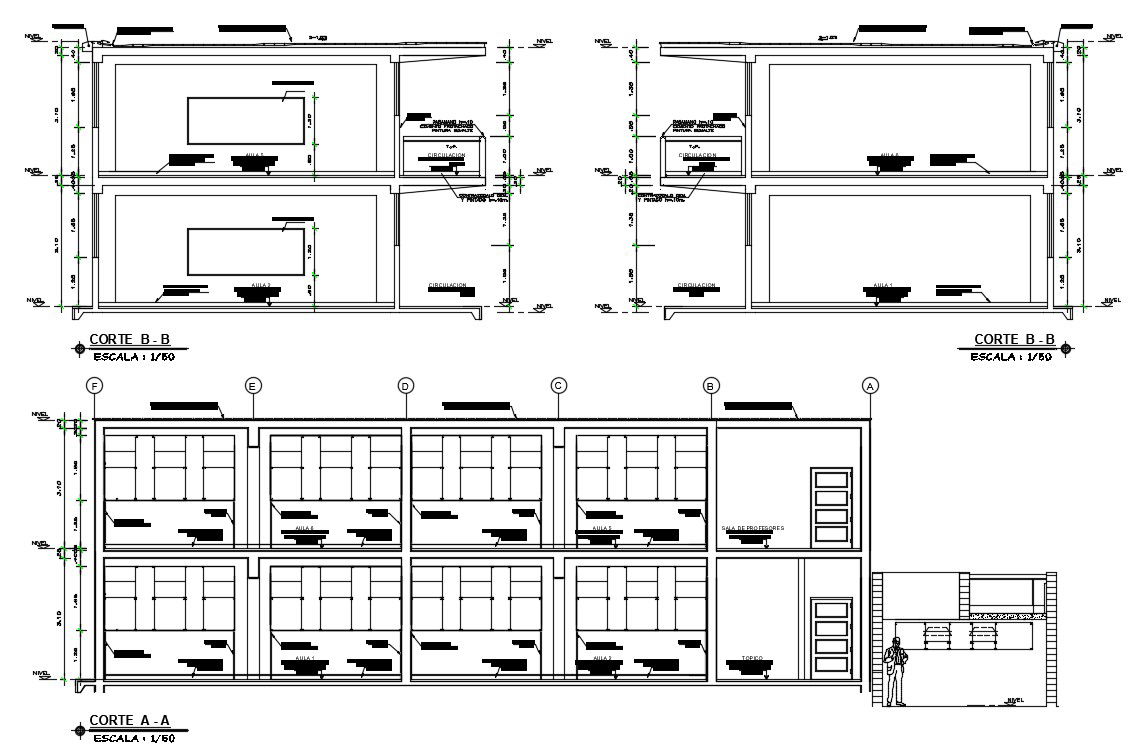Design of college campus with detail dimension in autocad