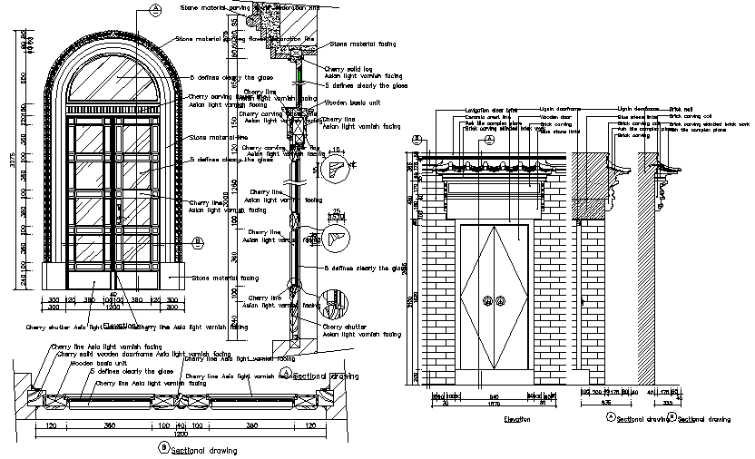 Design of door detail dwg file