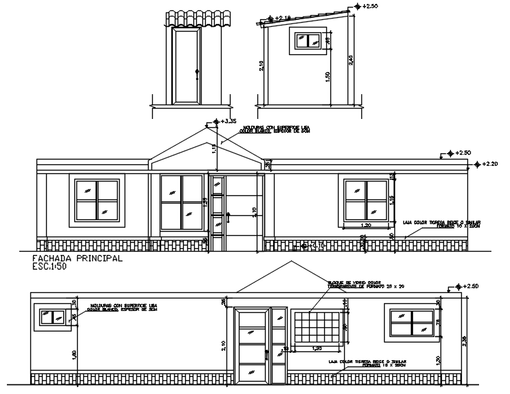 Design of house with elevation in autocad