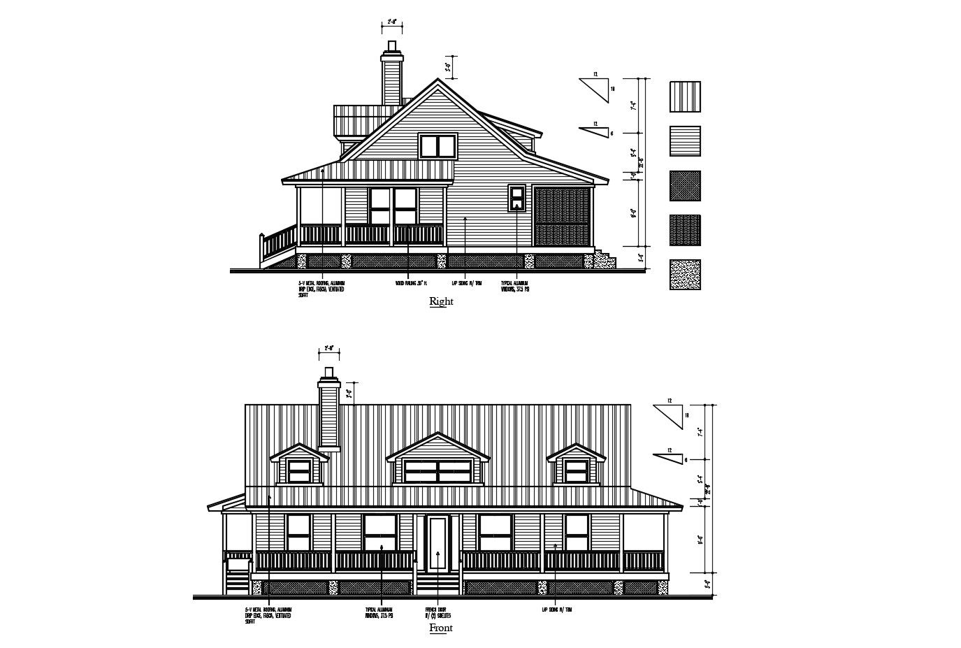 Design of house with elevation in dwg file