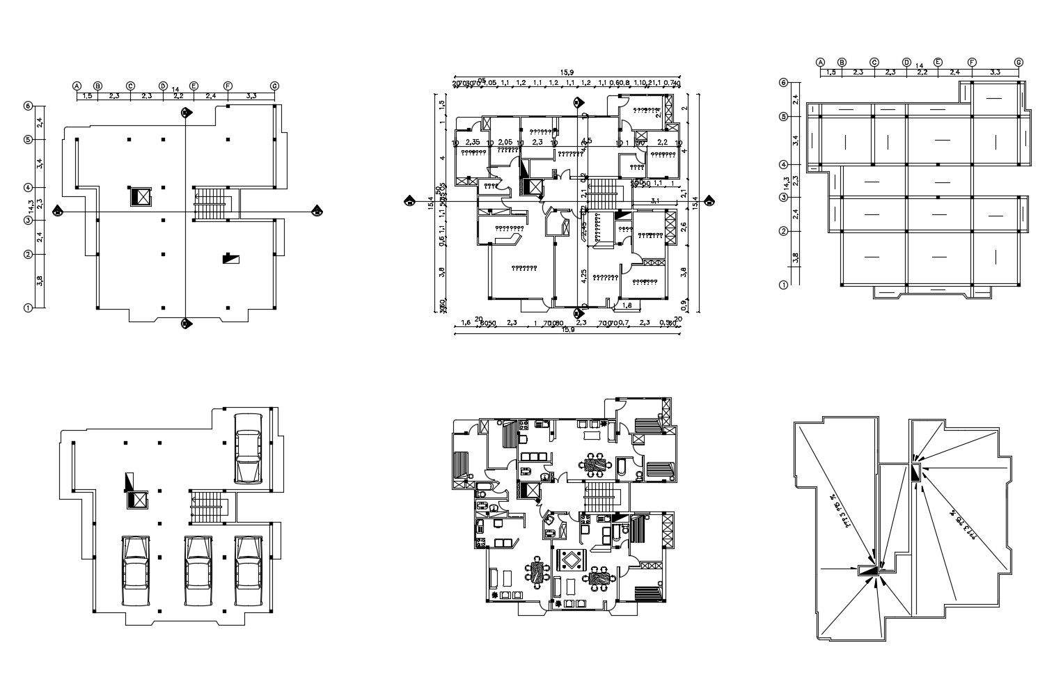 Design of house with furniture details in dwg file