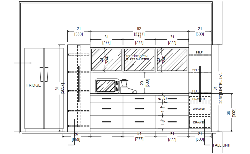 Kitchen Cabinet Layout Design In DWG File