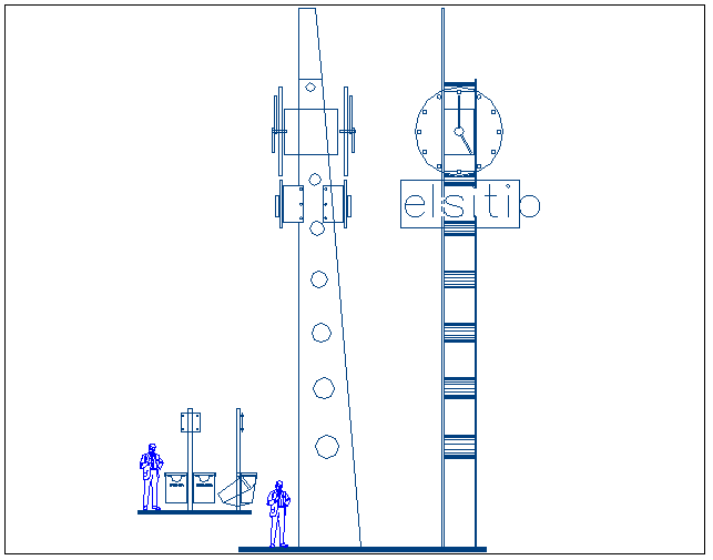 Design of monumental clock of garden dwg file