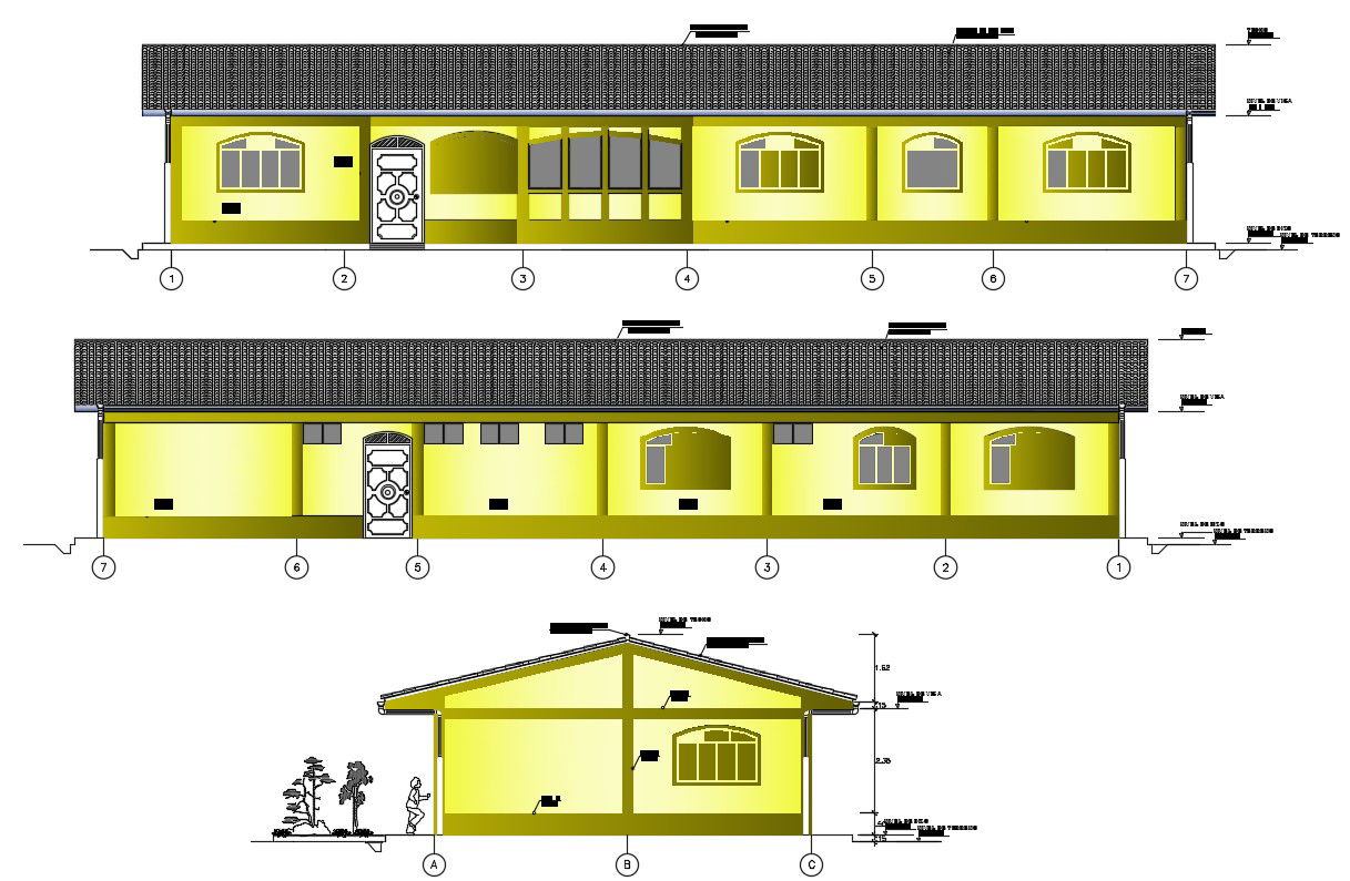 Design of multi-specialty hospital elevation in dwg file