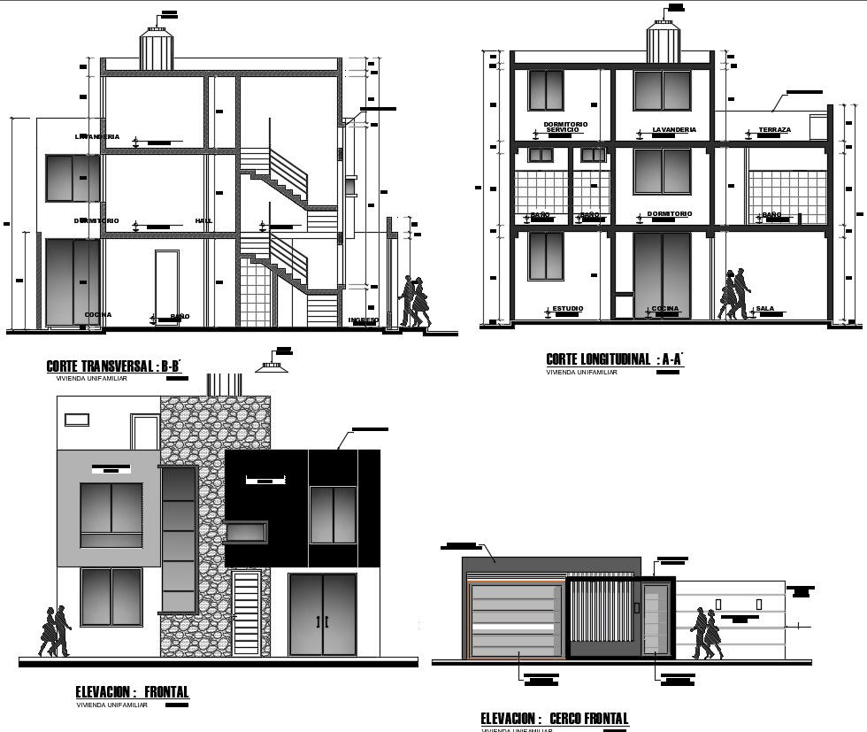 Design of residential home in dwg file