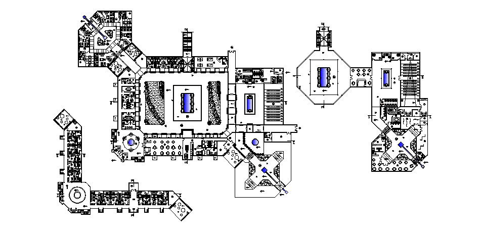 Design of the resort with a detail dimension in AutoCAD
