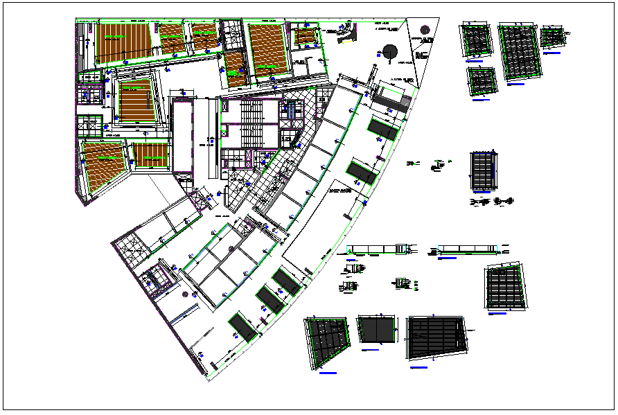 Design plan layout of corporate building detail dwg file