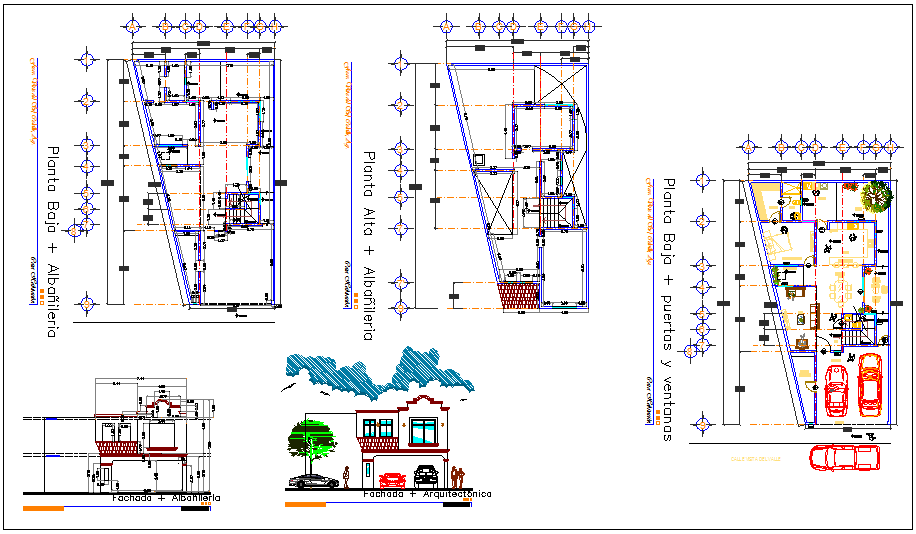 Design view of bedroom with home plan and elevation dwg file