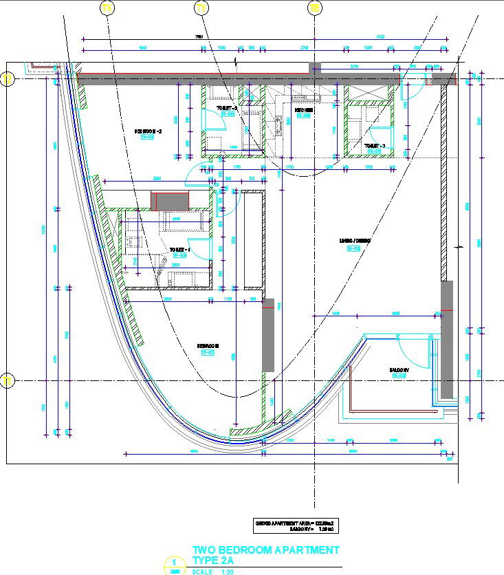 Design 2BHK flat with detail AutoCAD drawing, CAD file, dwg file