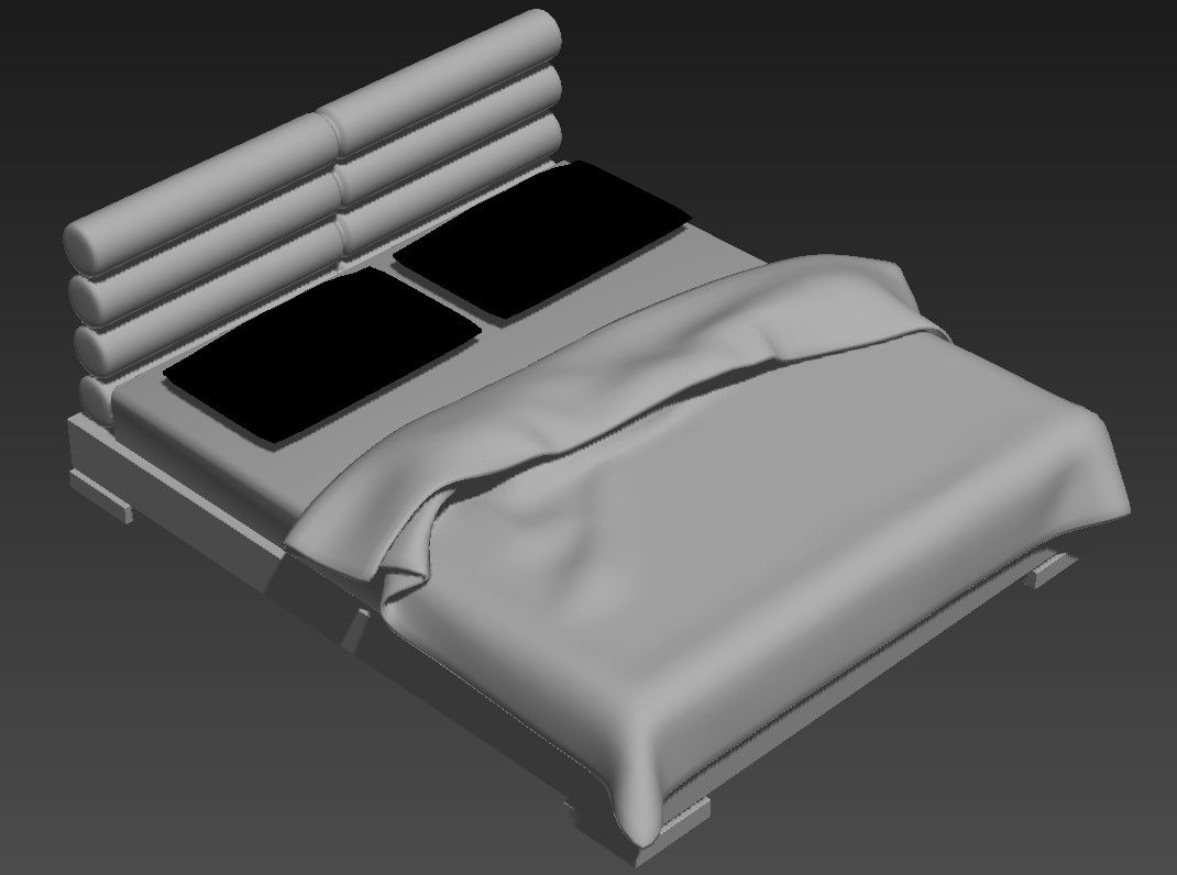 Designer Double Bed Furniture 3ds max File 