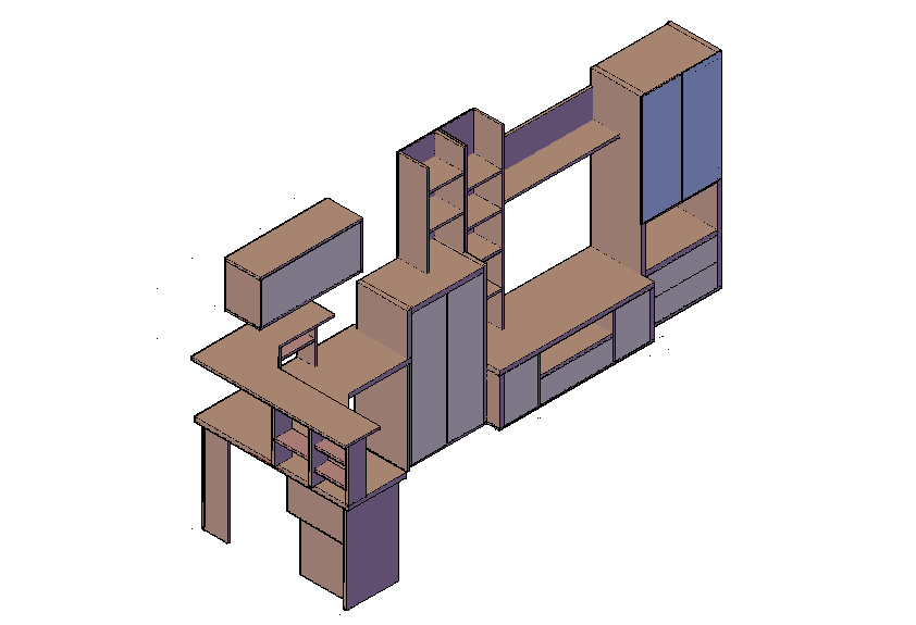 Designer cup board view in 3d dwg file