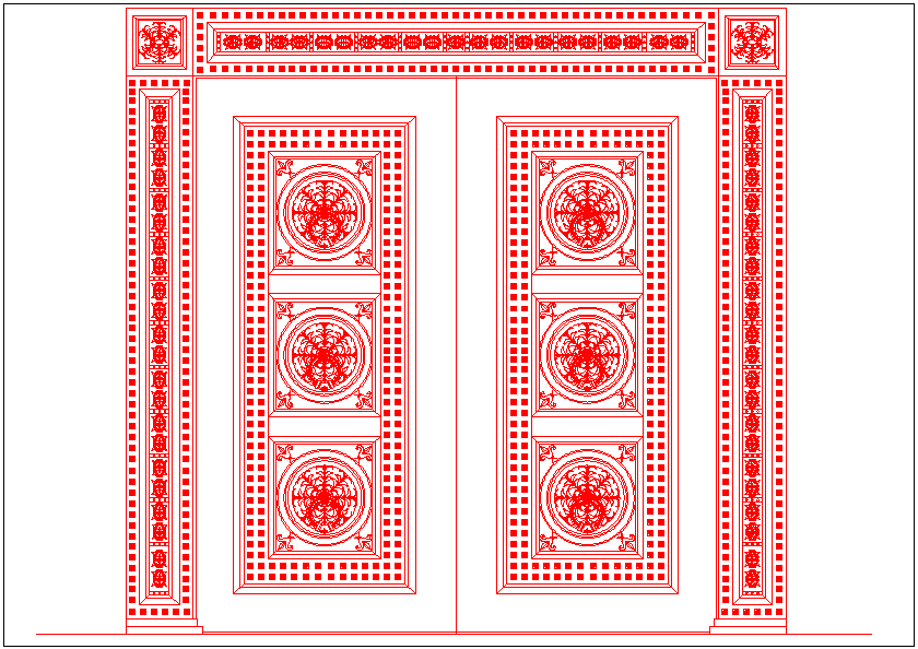 Designer view of double door with column view