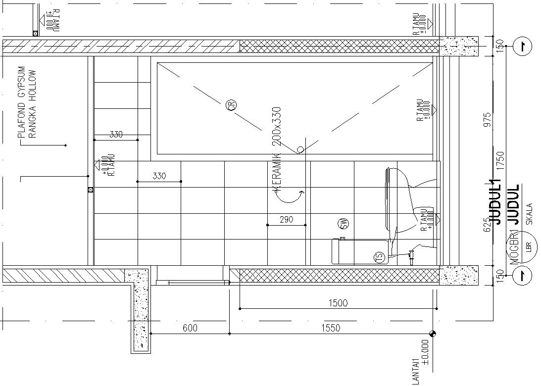 Design of Side view of toilet