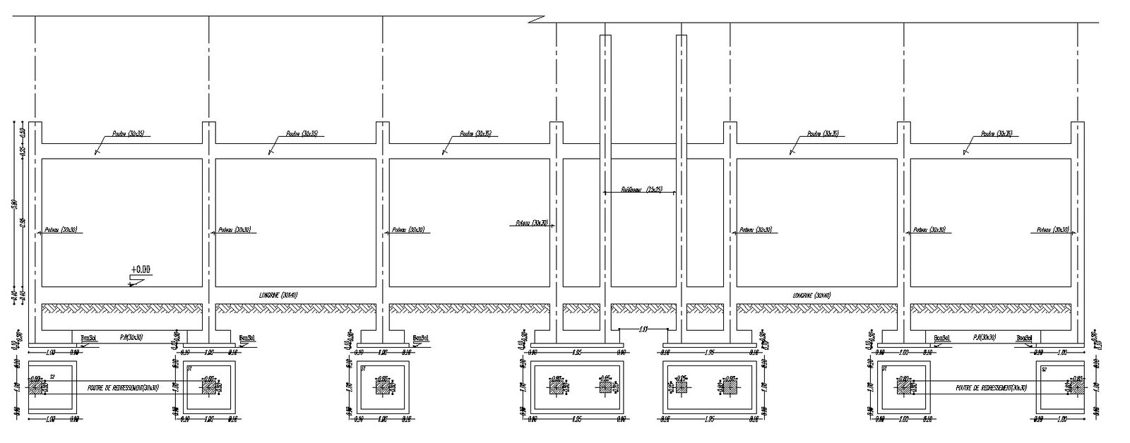 Design of boundary wall foundation details in AutoCAD 2D drawing, CAD file, dwg file