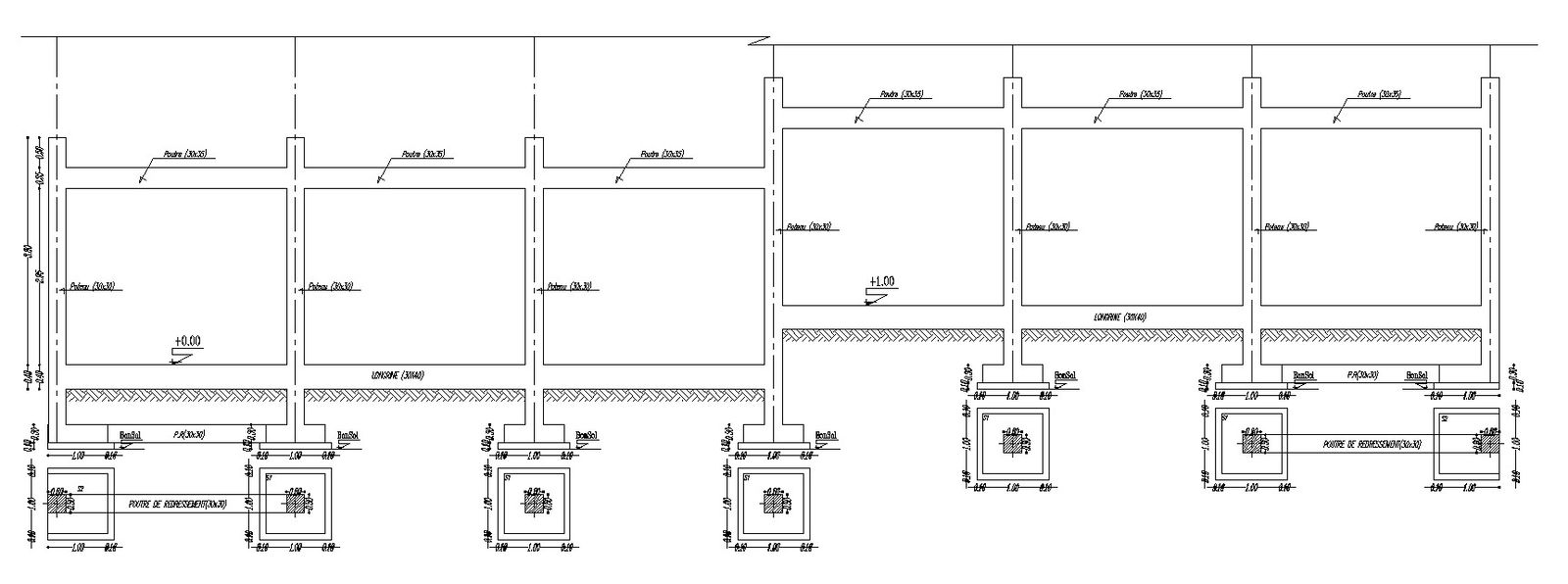 Design of footing details of boundary wall in AutoCAD 2D drawing, CAD file, dwg file