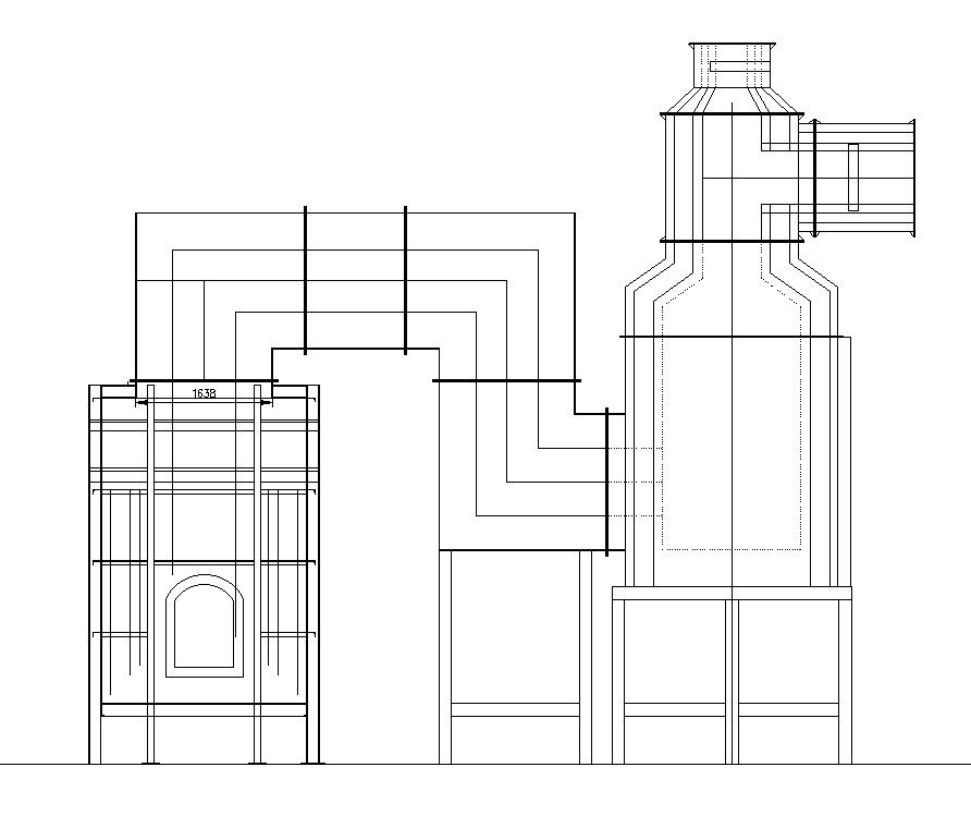 Design of incinerator machine in detail AutoCAD 2D drawing, CAD file, dwg file