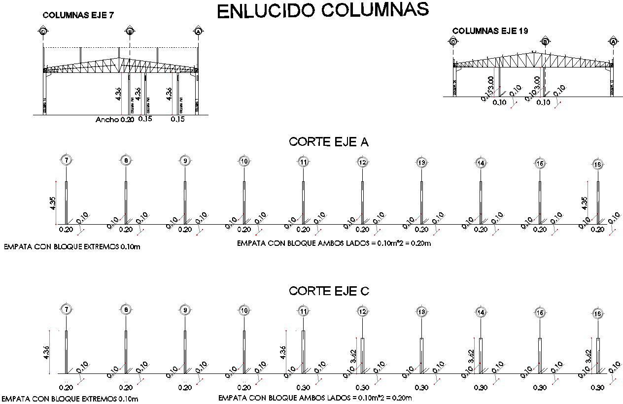 Design of plastered columns with detailing