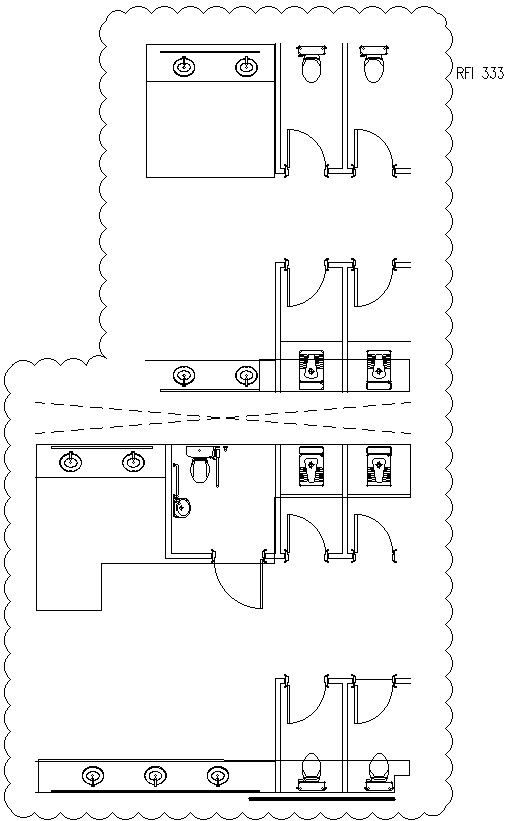 Design of public toilet in mall in detail AutoCAD drawing