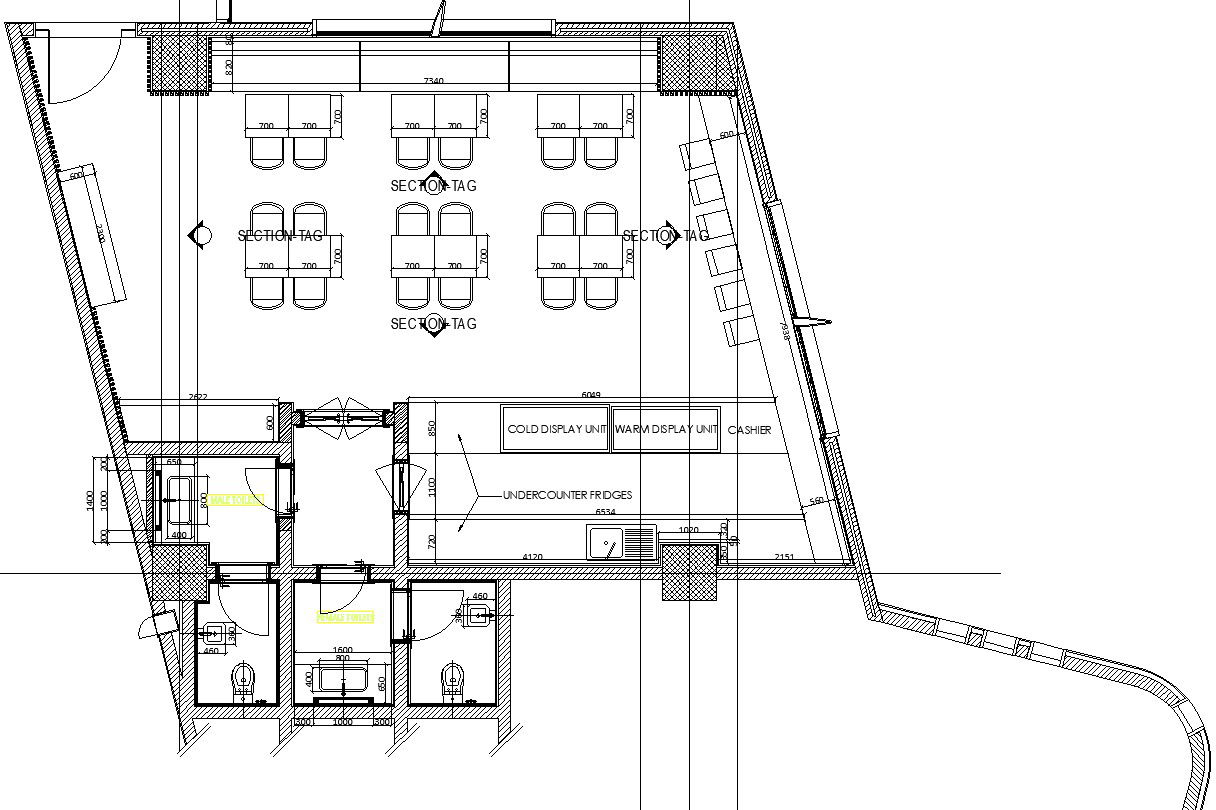 Design of restaurant with detail AutoCAD drawing