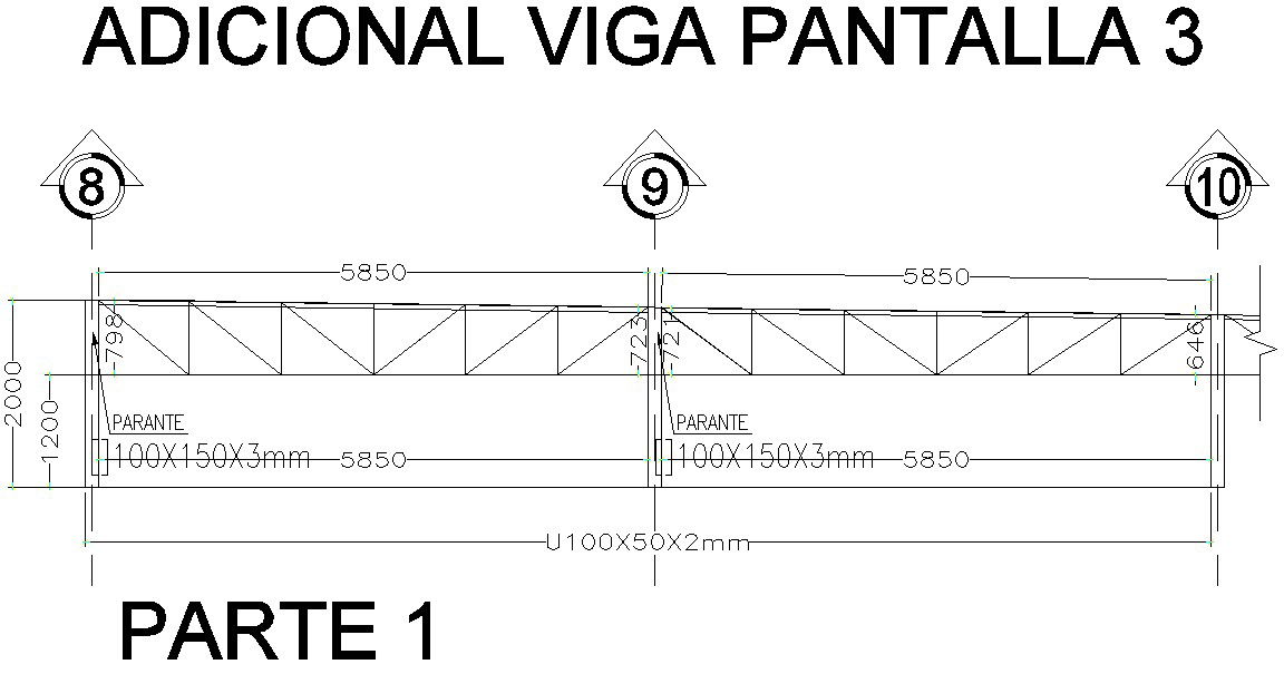Design of screen beam with dimensions