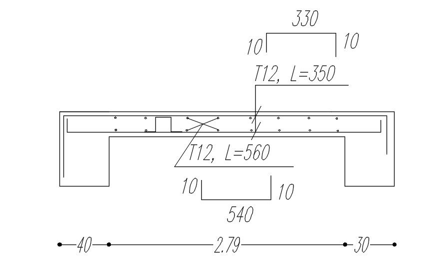 Design of slab reinforcement in detail AutoCAD 2D drawing, CAD file, dwg file