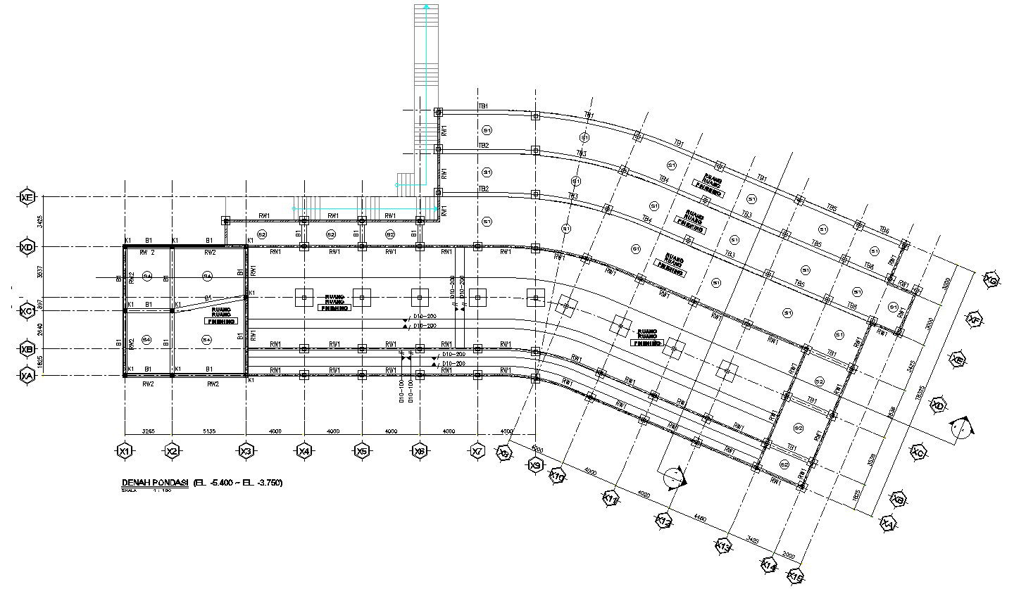 2D Foundation Plan AutoCAD Drawing DWG File for Builder