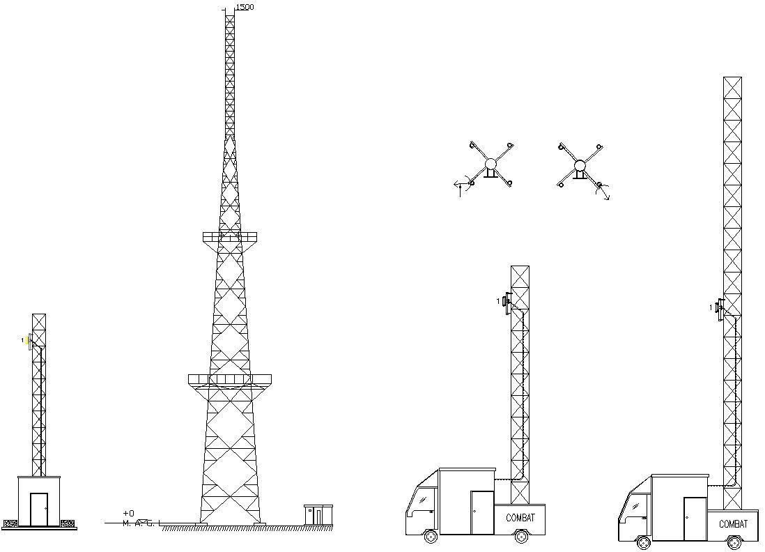 Design of tower in detail AutoCAD drawing, dwg file, CAD file, 2D drawing