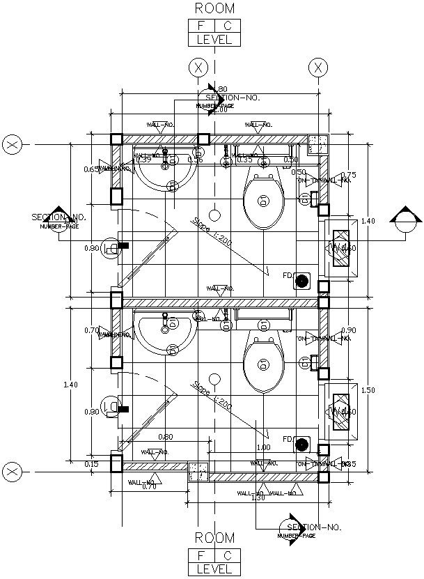 Design of two toilets in detail AutoCAD drawing, CAD file, dwg file