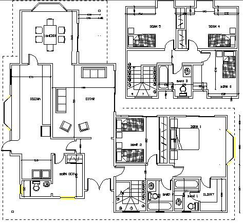Detach House Architecture Layout and Structure Details dwg file