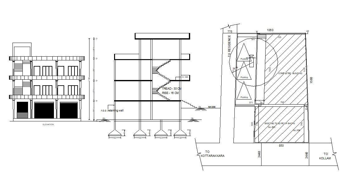 Building Elevation Section with Key Plan in AutoCAD Format files