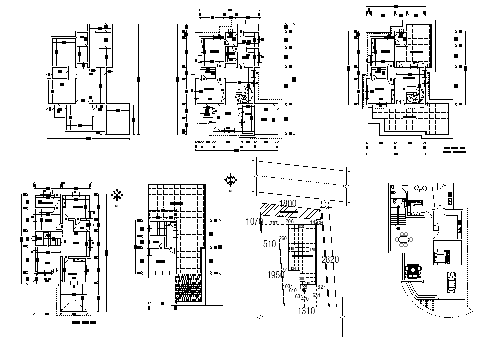 Detail apartment flat working plan 2d view layout dwg file