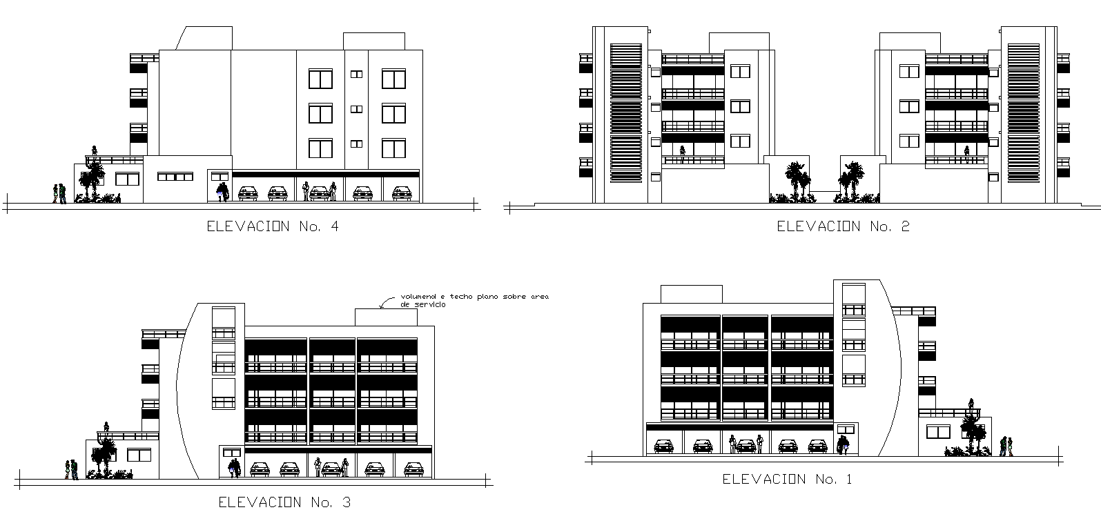 Detail apartment flats detail elevation layout file in autocad format