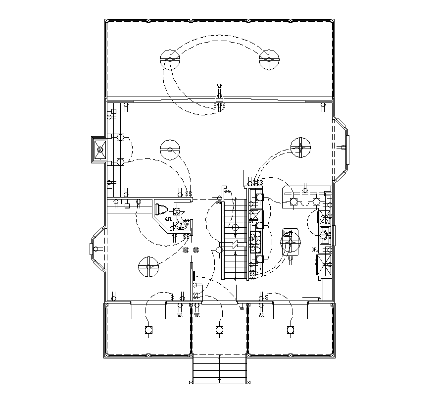 Detail building electrical circuit installation 2d view layout file
