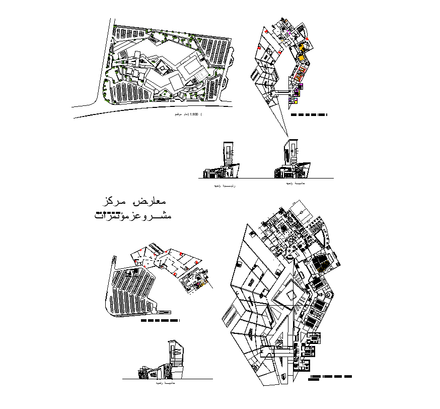 Detail building structure elevation and plan 2d view layout file