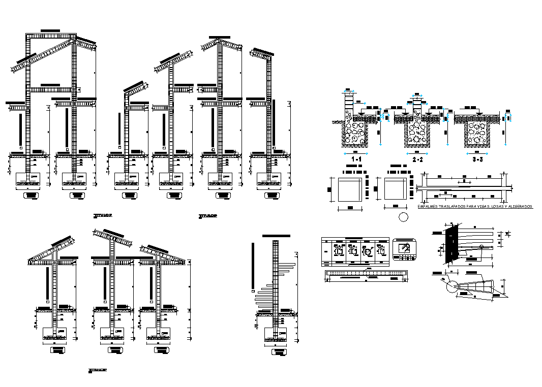 Detail column structure 2d view layout autocad file