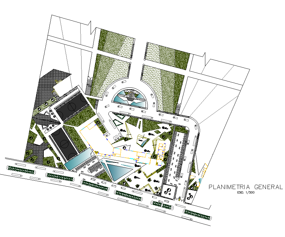 Detail commercial area elevation 2d view layout plan