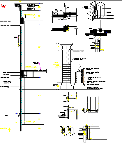 Detail construction modulating of termination in columns dwg file