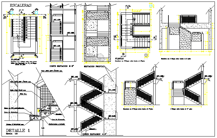 Detail design drawing of stair case design drawing