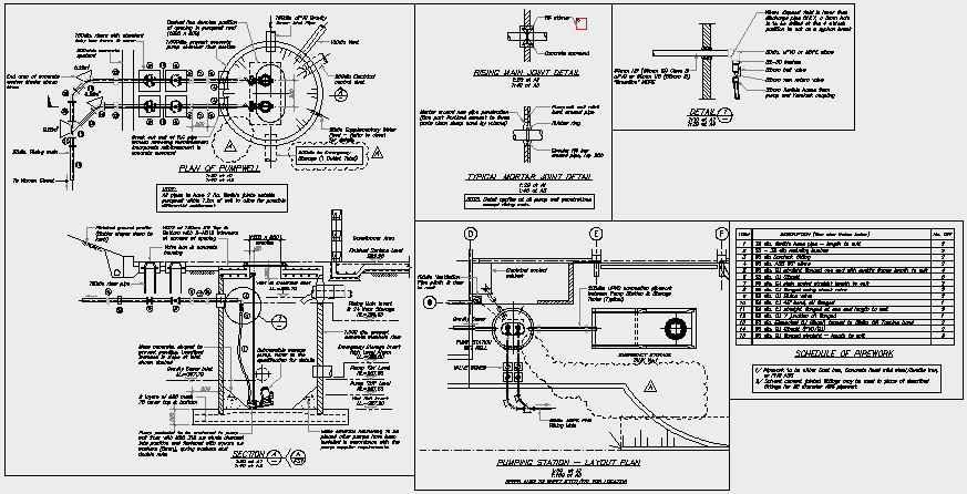 Detail drawing of pumping station design drawing