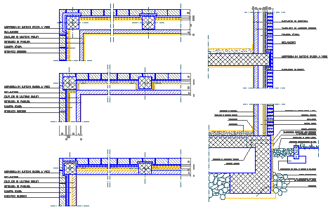 Detail drawing of various types wall of bricks design drawing