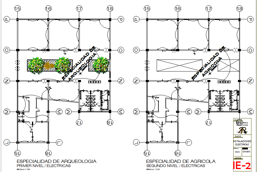 Detail electric plan of archaeology department building