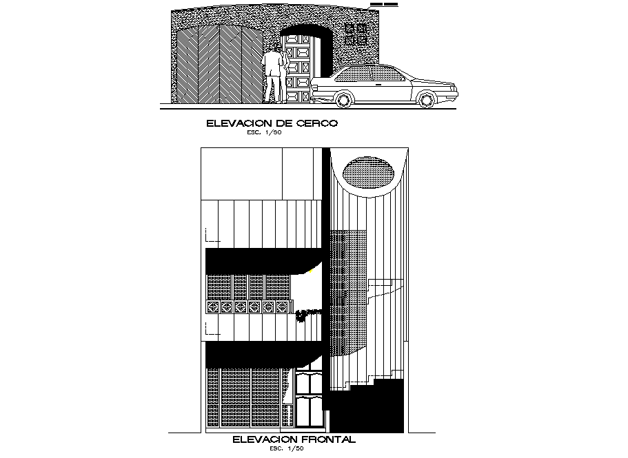 Detail elevation story single family plan layout file