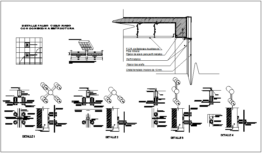 Detail false sky with connection to structure for dental clinic dwg file