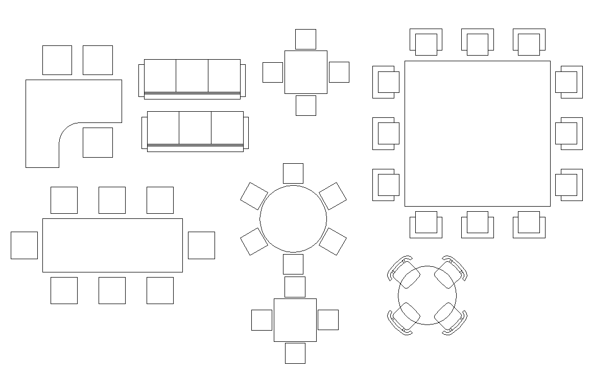 Detail furniture CAD blocks 2d view layout dwg file