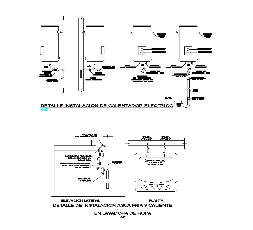 Detail heater and washer CAD blocks 2d view autocad file