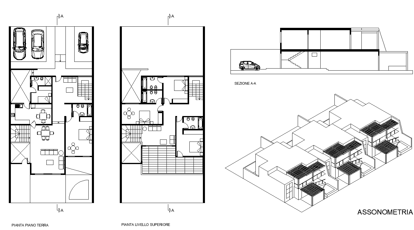 Detail housing building structure 2d view layout autocad file