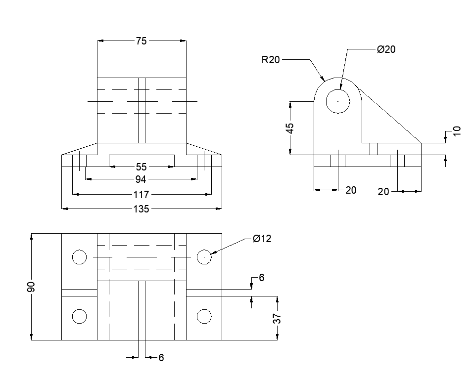 Detail machinery structure 2d view layout autocad file
