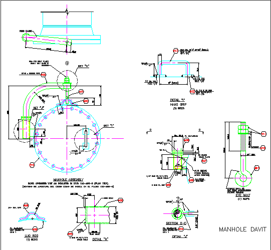 Detail manhole davit