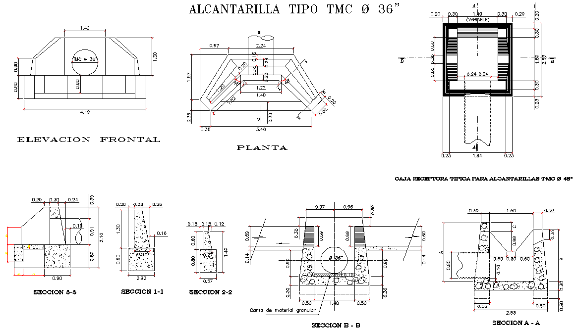 Detail of plan and section sewer dwg file