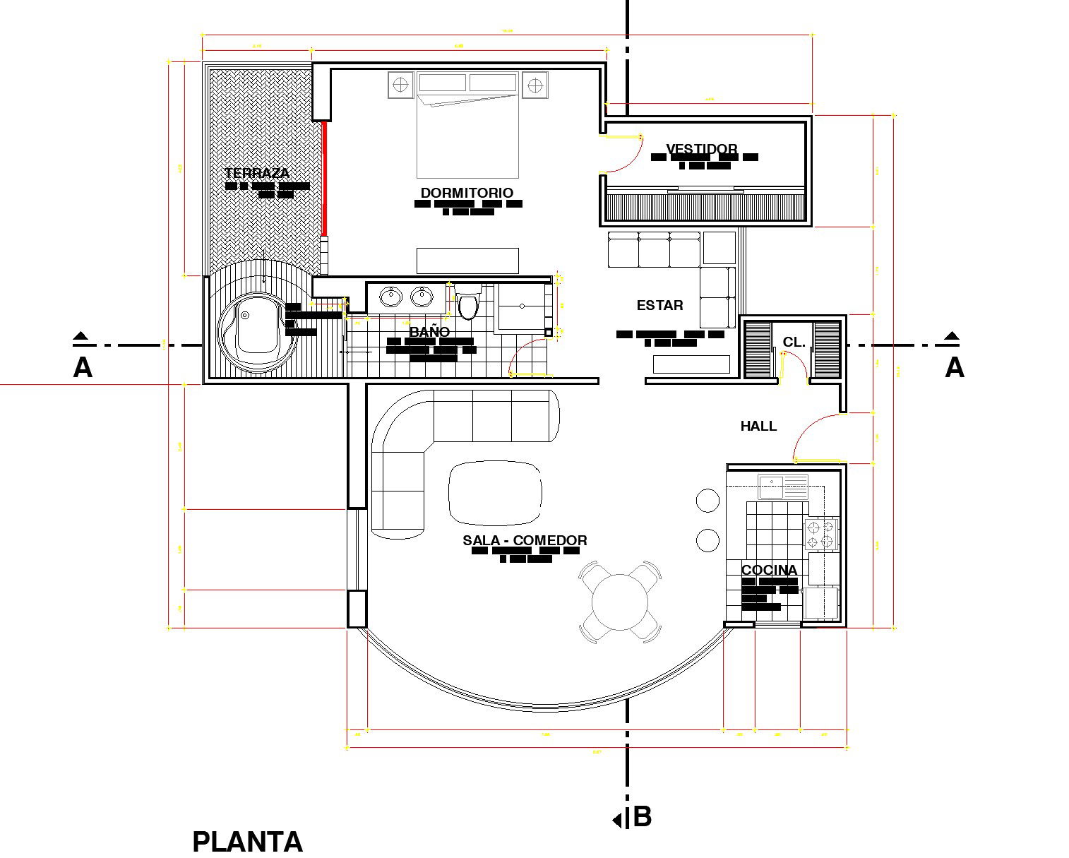 Detail of 3 D house plan dwg fileSingles apartment home plan autocad file